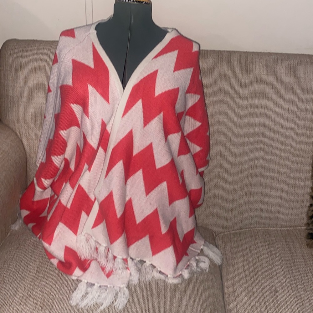 Coco Love chevron print coral and white cardigan